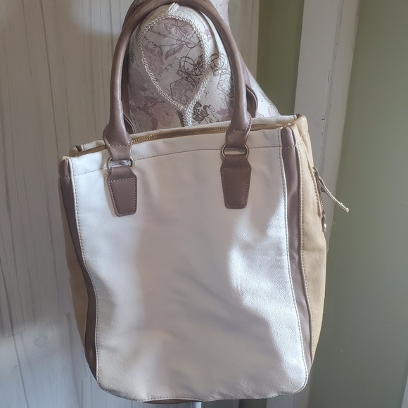 David Jones leather 3 compartment tricolor tote - Picture 3 of 8